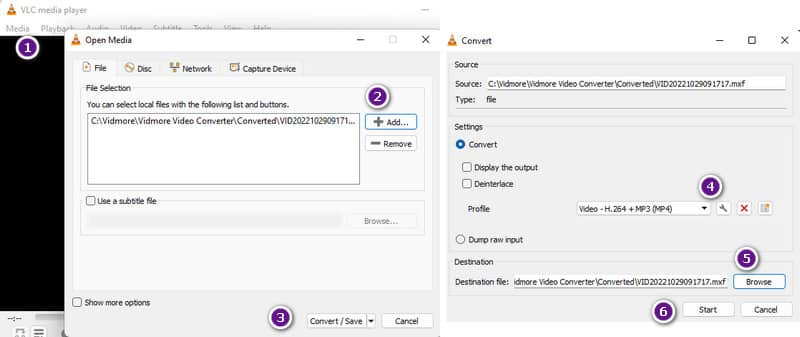 VLC MXF MOV Dateien konvertieren