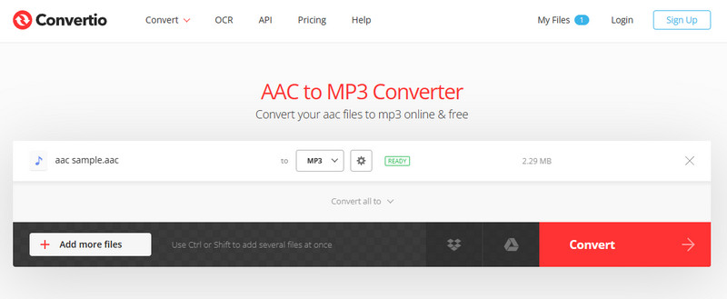 AAC-zu-MP3-Konverter Convertio