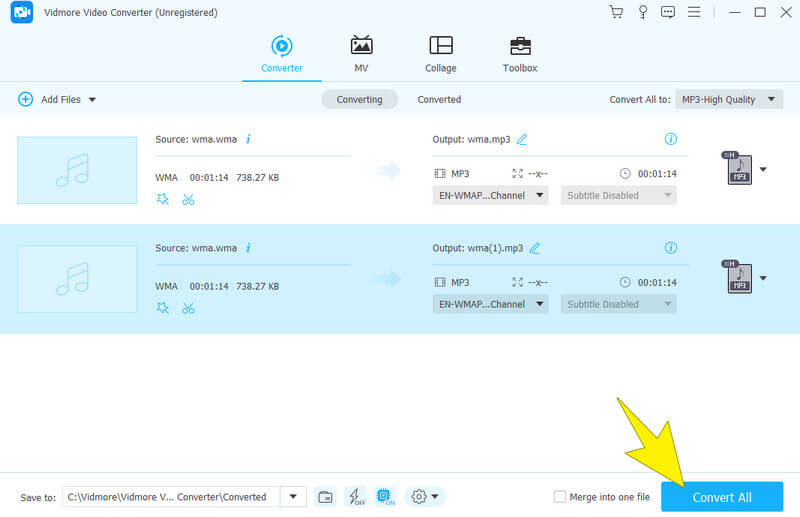 WMA in MP3 umwandeln Vidmore Konvertieren