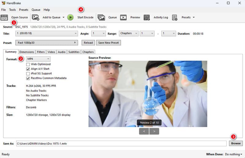 M2TS MP4 HandBrake Konvertieren