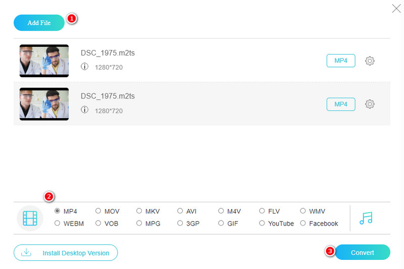 M2TS MP4 Vidmore Online Konvertieren