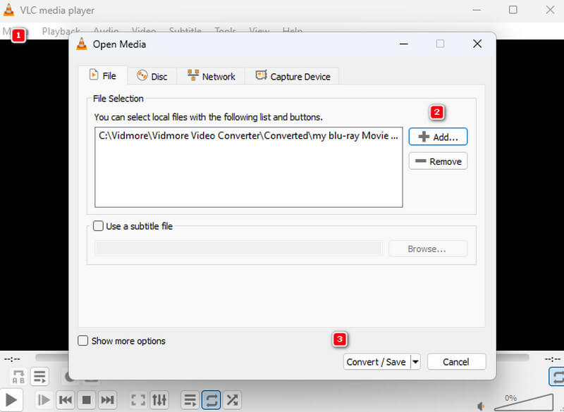 MOV AVI VLC Datei hinzufügen