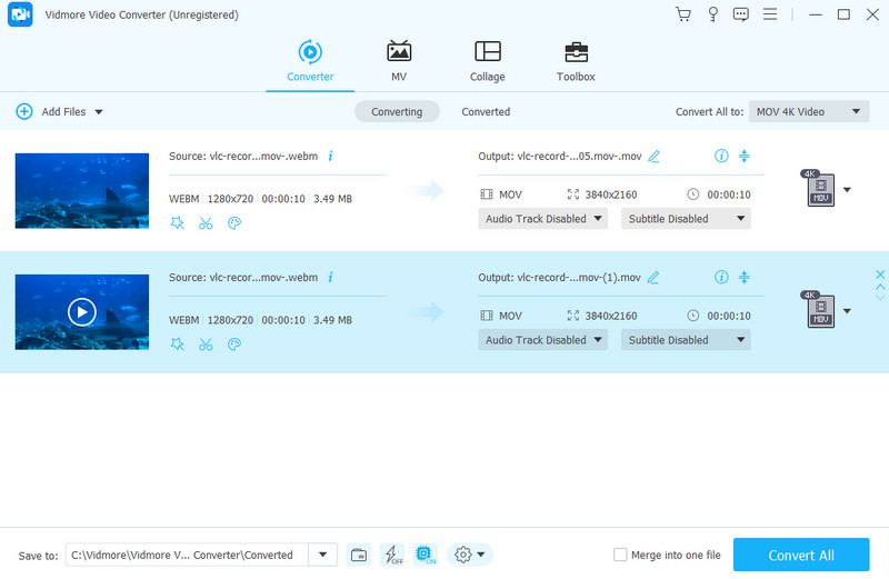 WebM‑zu‑MOV‑Converter Vidmore