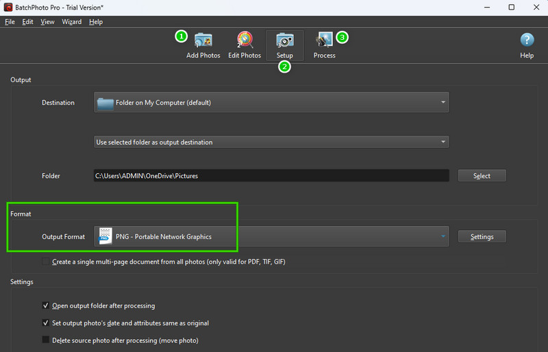 BMP PNG BatchPhoto Einstellung Konvertieren