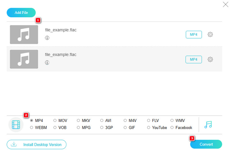 FLAC MP4 Online Dateien konvertieren