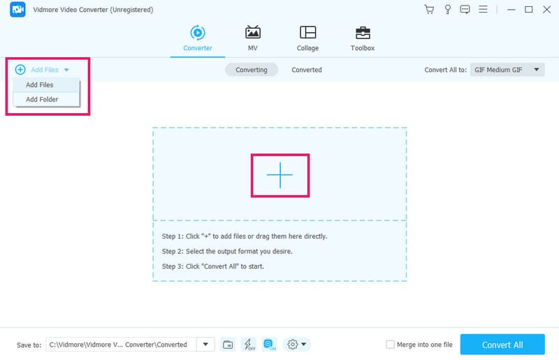 FLAC MP4 Vidmore Dateien hinzufügen