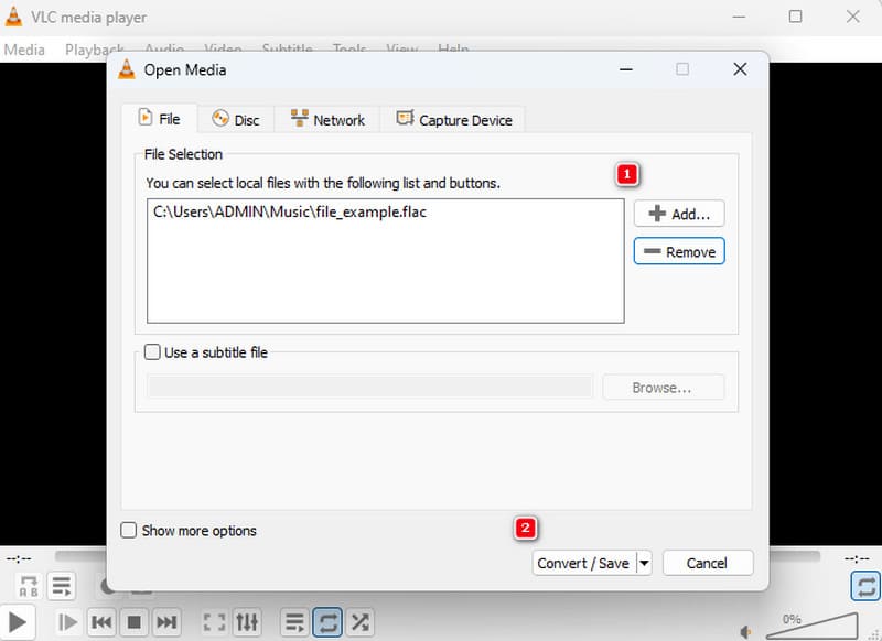 FLAC MP4 VLC importieren