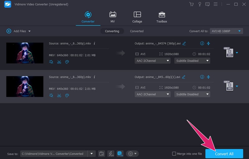 MKV-zu-AVI-Konverter Vidmore Konvertieren