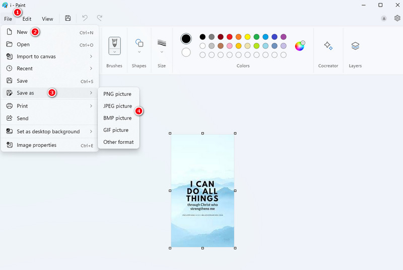 BMP‑JPG‑Konverter Paint Konvertieren