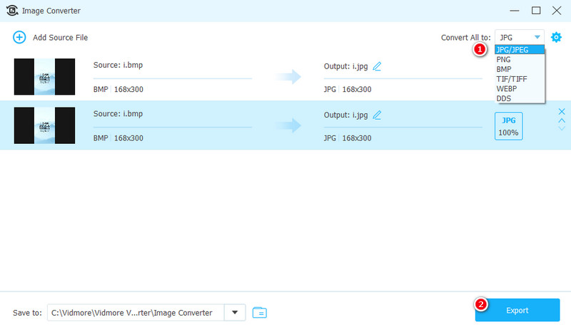 BMP‑JPG‑Konverter Vidmore Exportieren