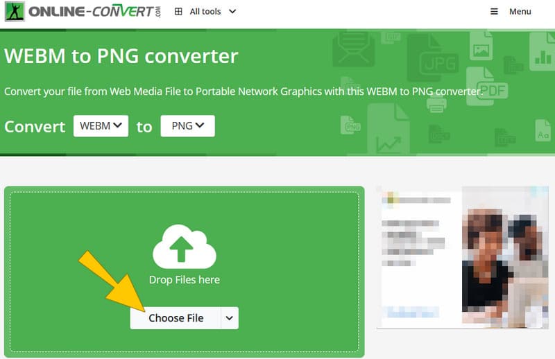 WebM in PNG Online Convert Hinzufügen