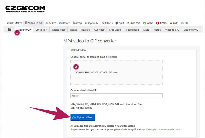 Online AMV‑Video hochladen