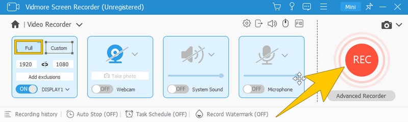 Record VHS Vidmore Start Record