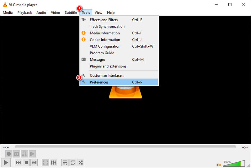 Werkzeuge und dann Einstellungen