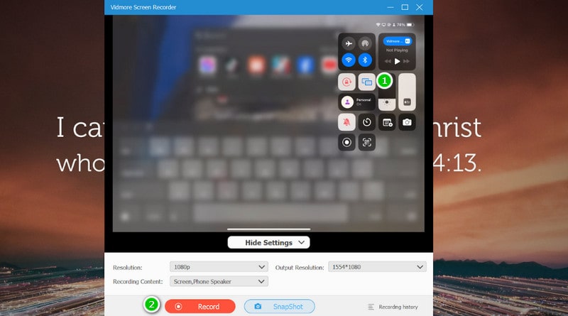 Vidmore iPad‑Bildschirmaufnahme Spiegeln