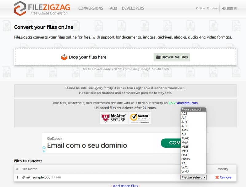 AAC‑Konverter FileZigZag
