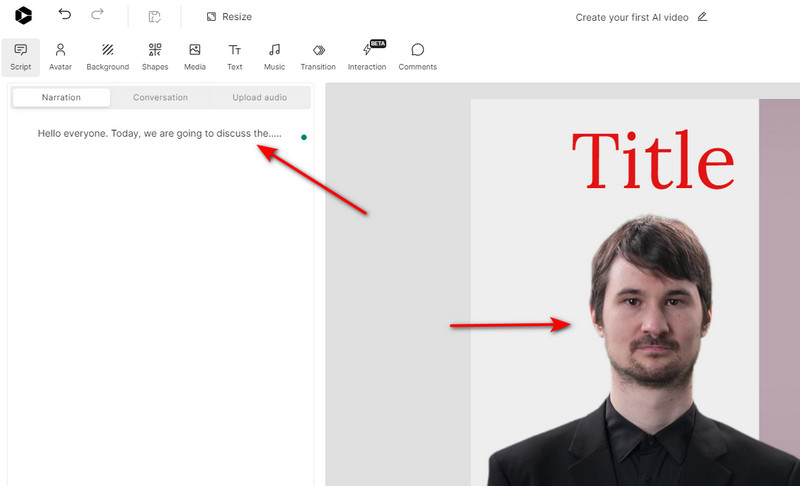 Skript hinzufügen, um ein Video zu generieren