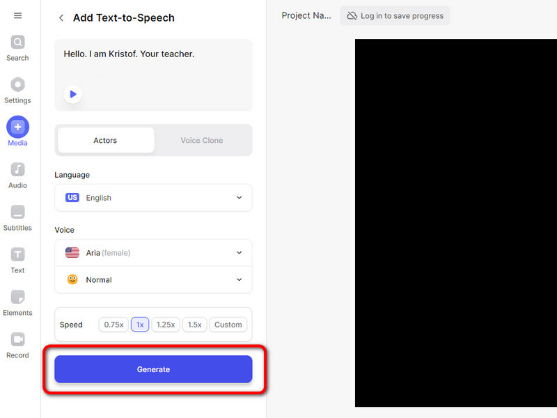 Auf die Schaltfläche „Generate“ klicken