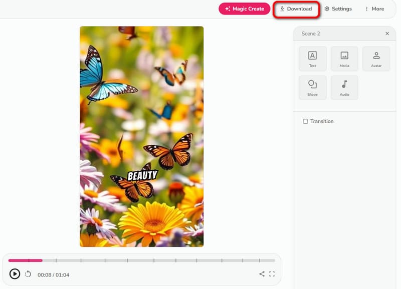 Erzeugtes Video anklicken