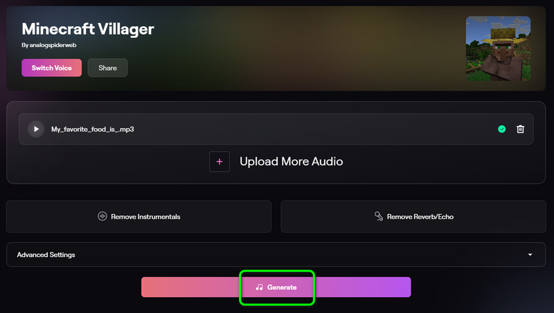 Dorfbewohner‑KI‑Stimmen‑Prozess erzeugen