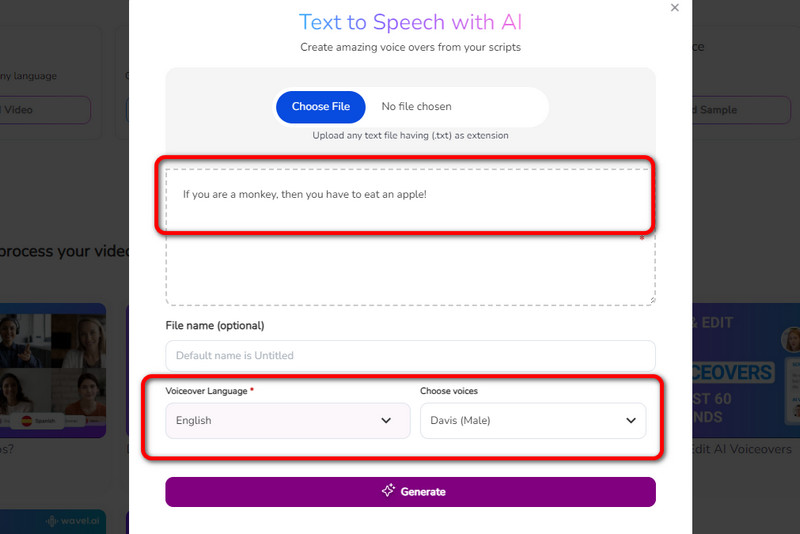 Text einfügen, bevorzugte Stimme wählen