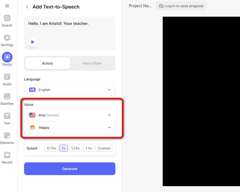 Stimme und Tonfall wählen