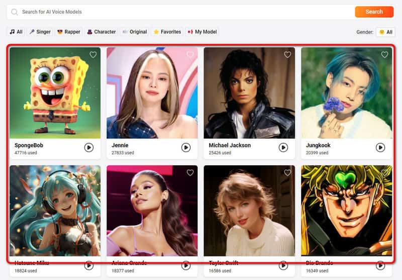 Singify Stimme auswählen