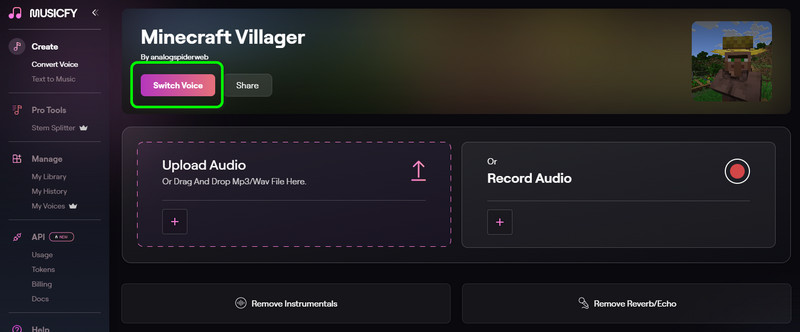 Switch Voice – Dorfbewohner auswählen