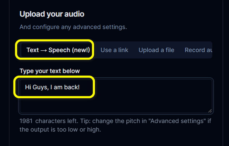 Text‑zu‑Sprache‑Funktion – Text einfügen
