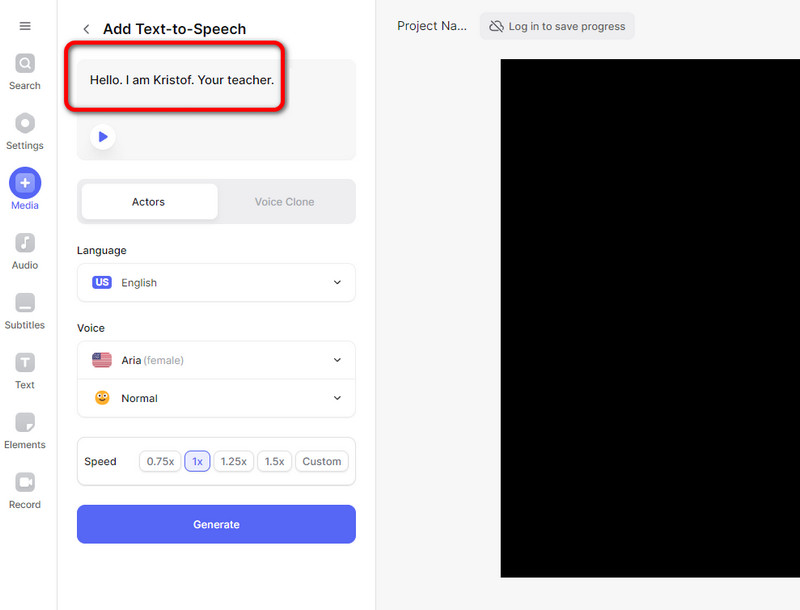 Text zur Generierung eingeben