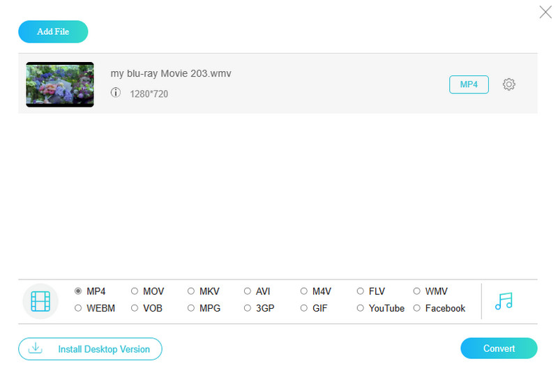 WMV-Konverter Vidmore Online