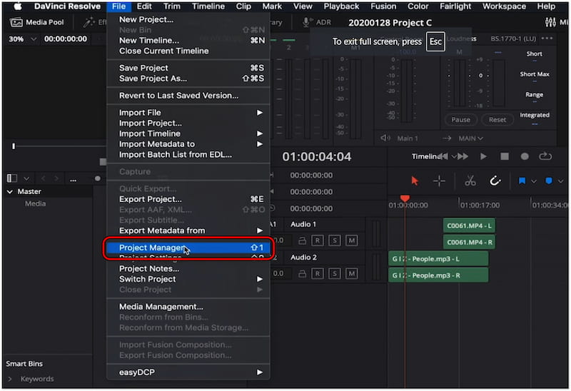 Project Manager aufrufen