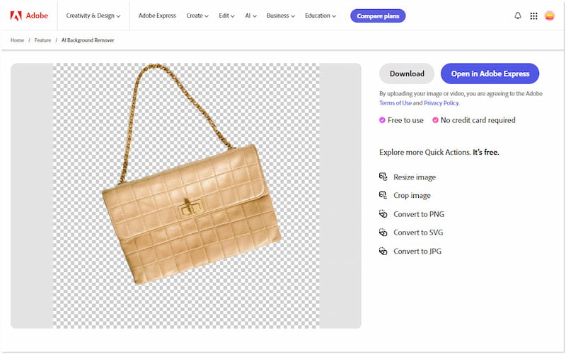 Adobe Express KI-Hintergrundentferner