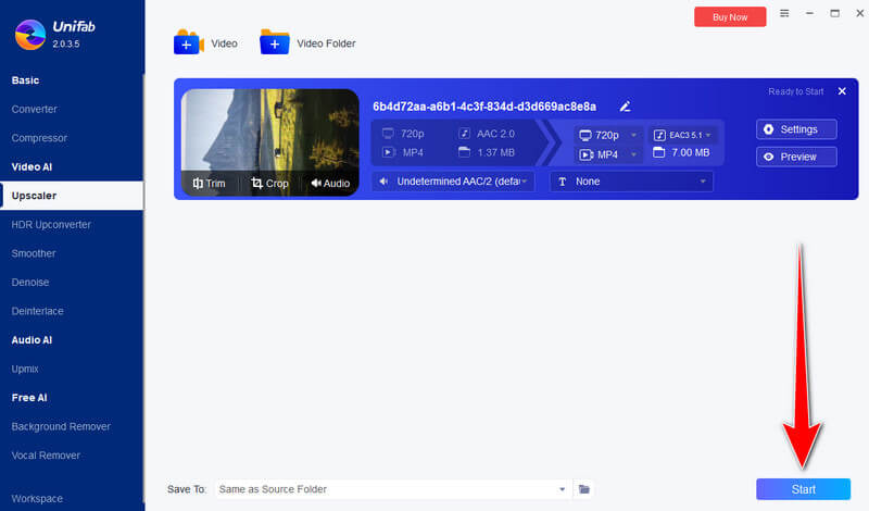 Auf die Schaltfläche „Start“ klicken