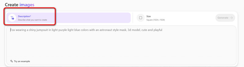 Description-Bereich – Ideen hinzufügen