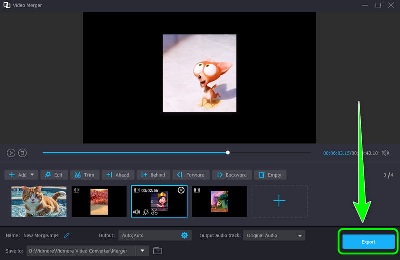 Export Zusammengeführte Videos speichern