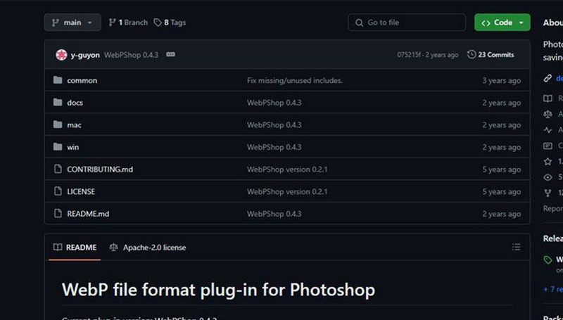 WebP-Plugin für Photoshop finden
