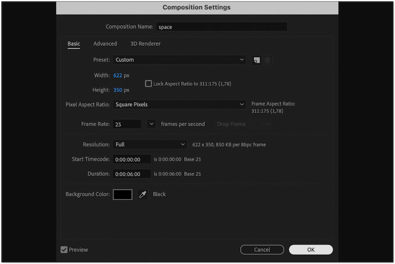 Kompositionseinstellungen festlegen