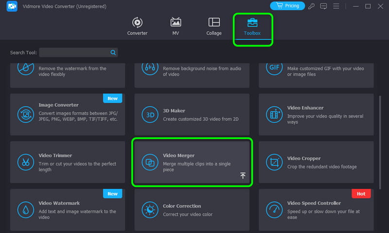 Toolbox Video-Merger-Funktion