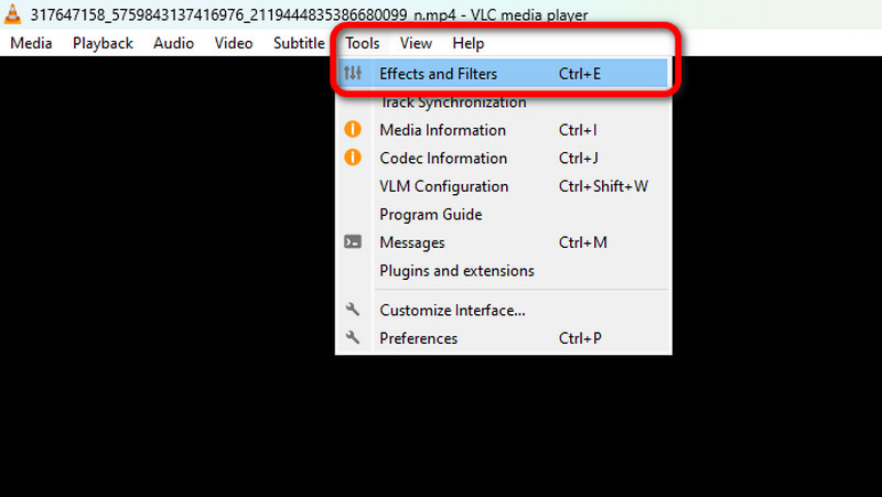 Option Werkzeuge Effekte und Filter