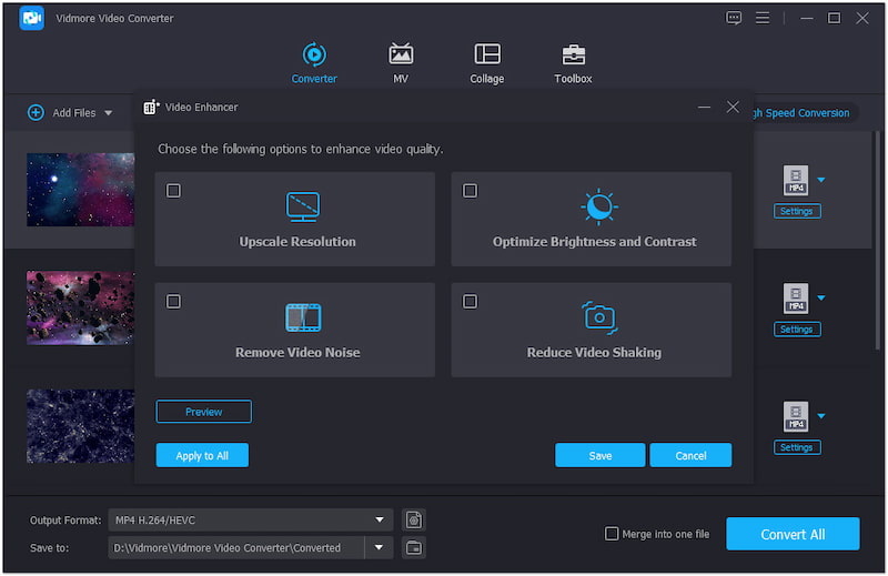 Tab „Video-Verbesserer“
