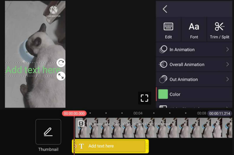 Funktion „Text zum Video hinzufügen“