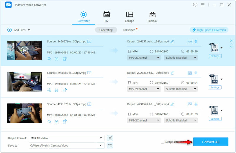 Videokonvertierung starten