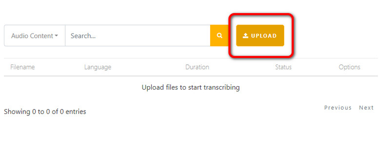 Auf die Schaltfläche „Hochladen – Speechtext“ klicken