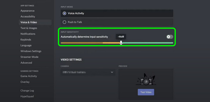Eingangsempfindlichkeit deaktivieren