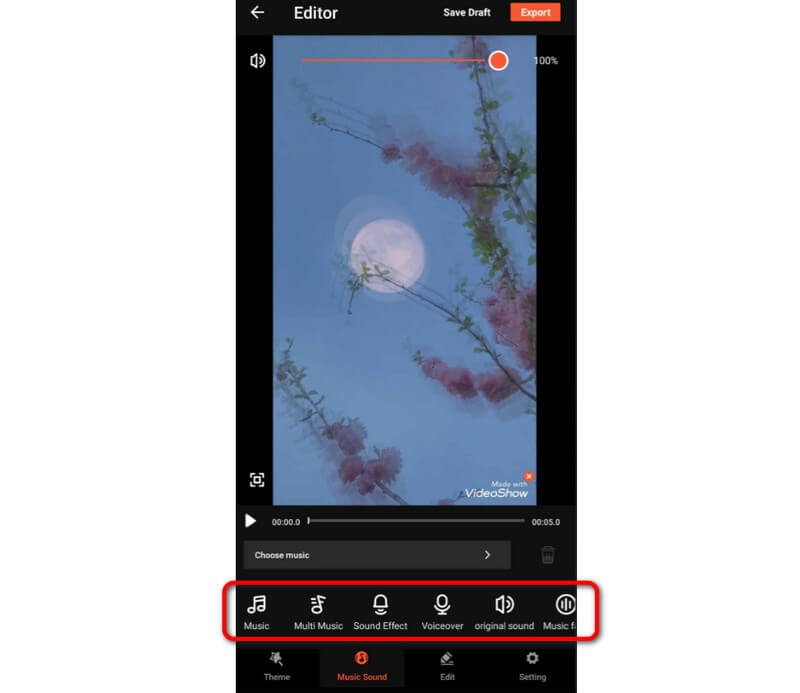 Funktion „Musik & Sound“