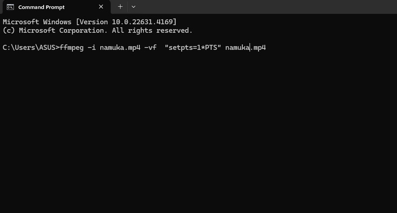 Video mit Ffmpeg verlangsamen