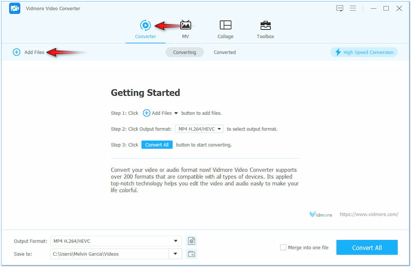 Zum Reiter „Converter“ wechseln