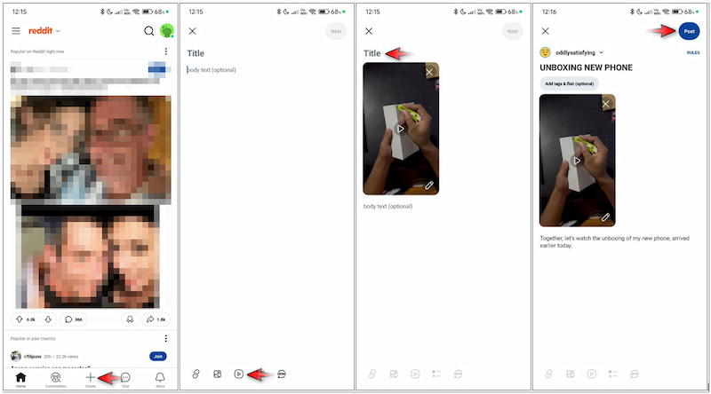 Video auf Reddit mit dem Handy hochladen