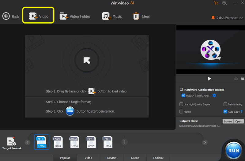 Video-Option anklicken WinXDVD